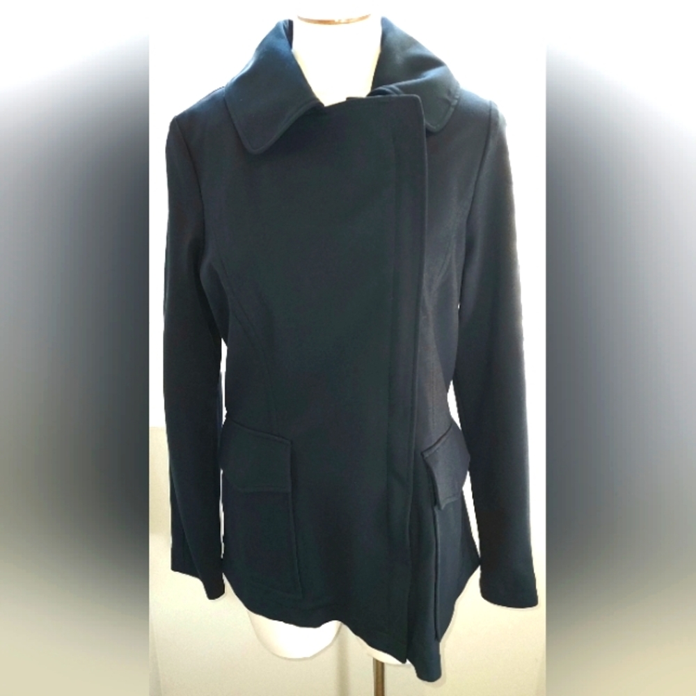 Trina Turk Navy Collared Lined Front Side Zip Dress Jacket NWOT